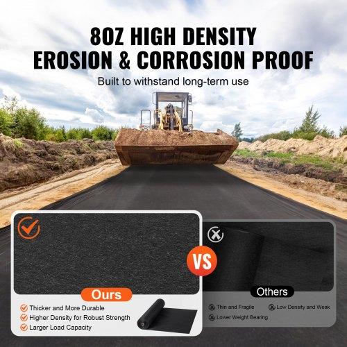 VEVOR Non Woven Geotextile Fabric Under Gravel, 1.2 x 30.5 m 226.8 g Driveway Fabric Landscape Fabric, Heavy Duty Weed Barrier Fabric
