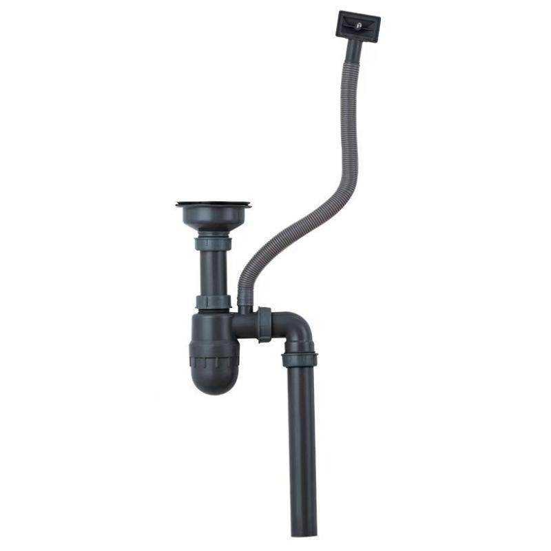 Double Bowl Kitchen Sink Drain Pipe Kit Leak Proof Anti Blocking UV Resistant Long Lifespan for Outdoor Patio Kitchen Sinks