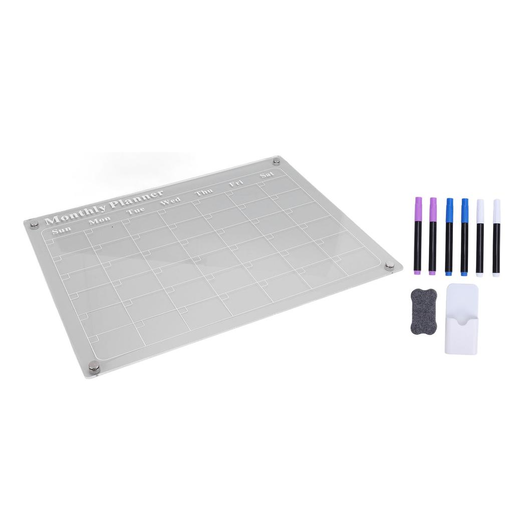 Acrylic Dry Erase Board Calendar Transparent Month Calendar Planner Board with 6PCS 3 Colors Markers for Home