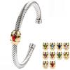 18K Gold Non-Fading Zircon Inlaid Titanium Steel Twist Open Bracelet