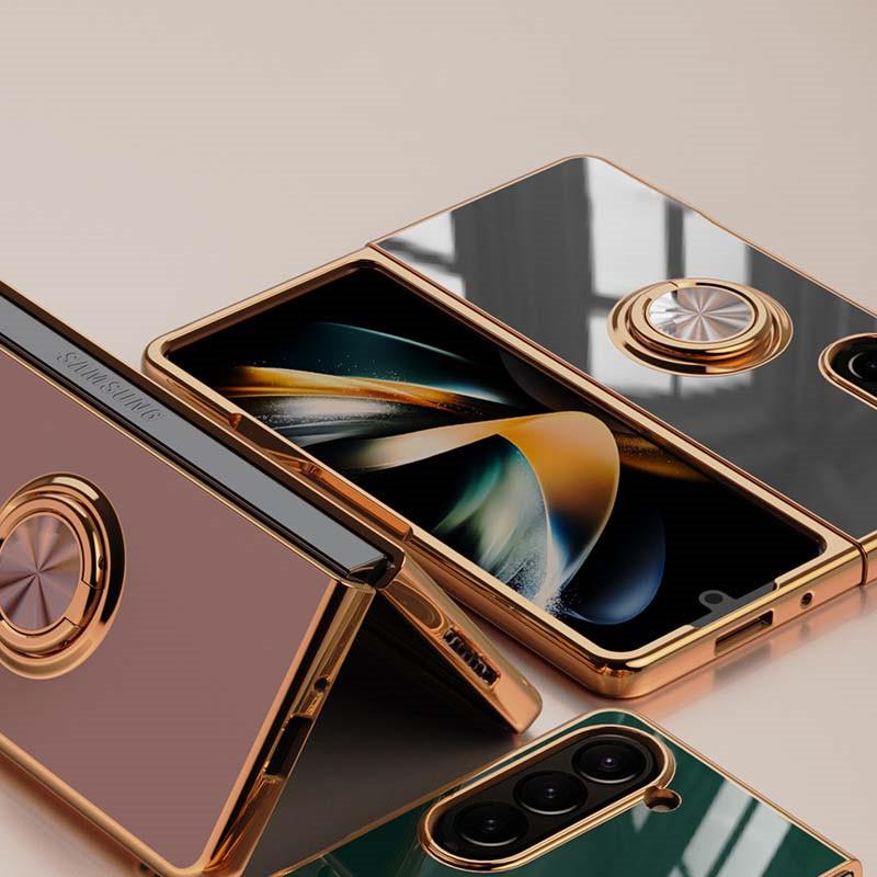 Samochodowa magnetyczna adsorpcja 6D powłoka silikonowa TPU etui z pierścieniem do Samsung Galaxy Z Fold5 Fold6 Fold 6 5 4 5G tylna podstawka zderzak obudowa pokrowiec