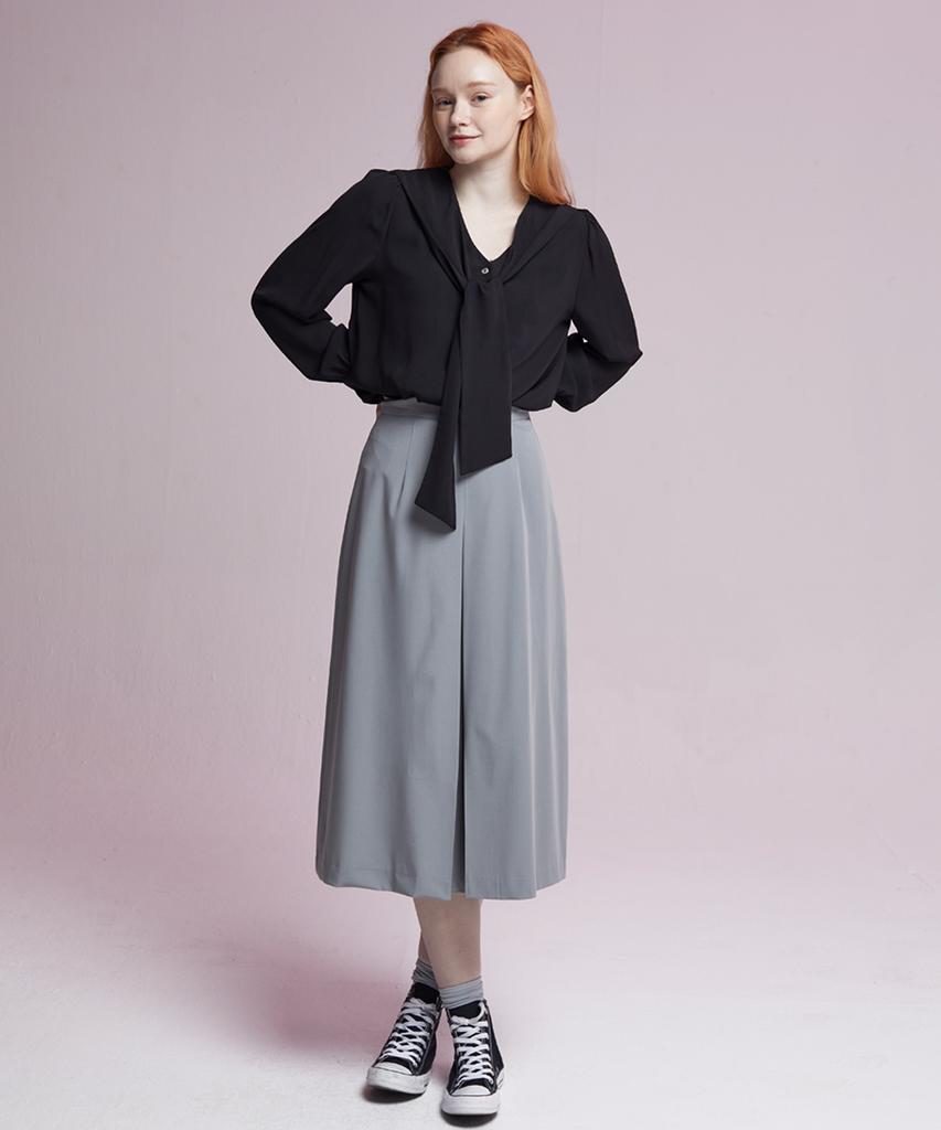 Manavis Seven Matching Pleated Skirt Gray
