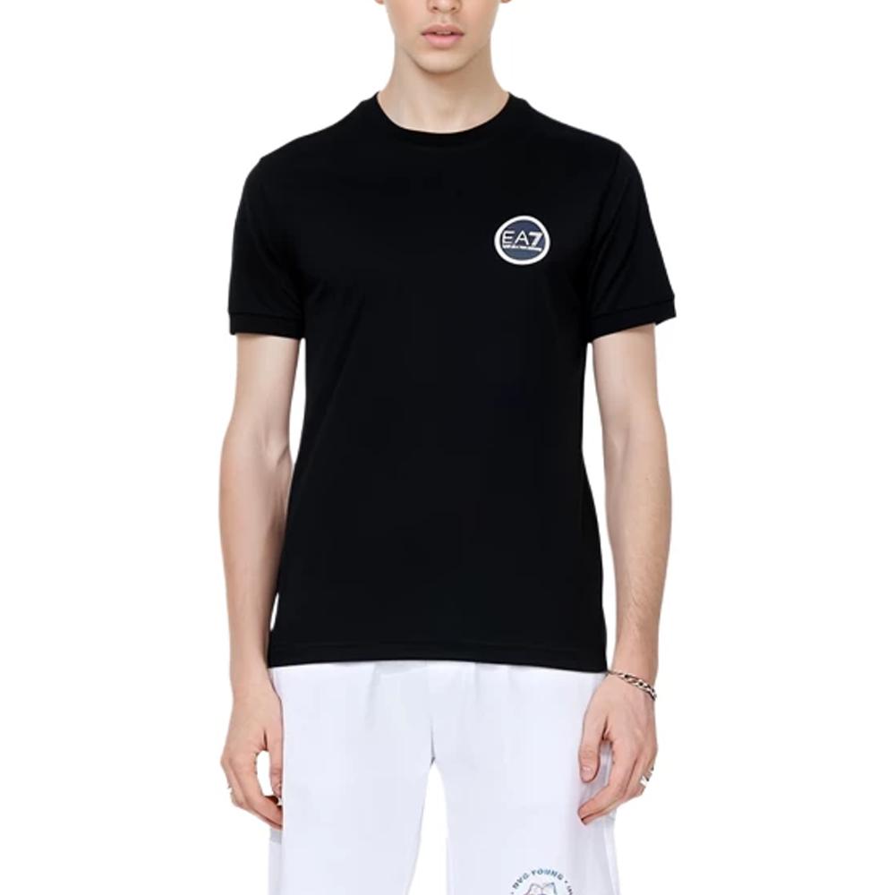 Emporio Armani FW22 Logo Embellished Crew Neck Short Sleeve T-Shirt Men Tops Black 3LPT38-PJCDZ-1200