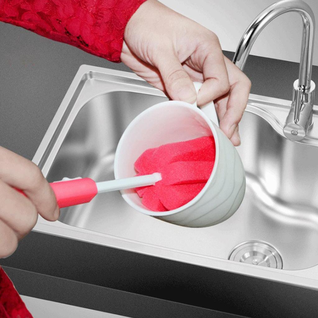 Adjustable Long Handle Soft Sponge Brush Kitchen Washing Cleaning Tool For Coffee Drink Wineglass Bottle Glass Cup Brush