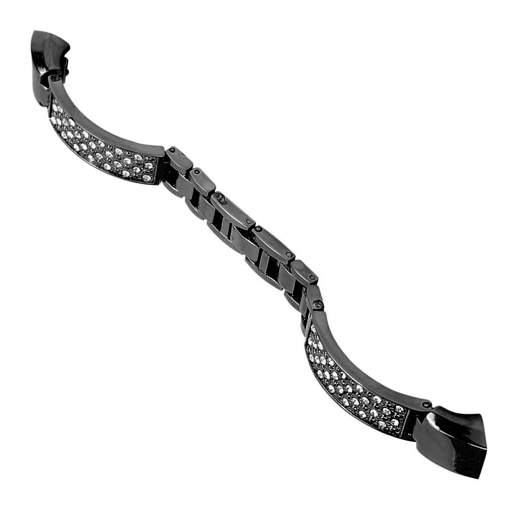 Stainless Steel Bracelet Women Inlay Rhinestones Wristband Wrist Decoration for FitbitBlack