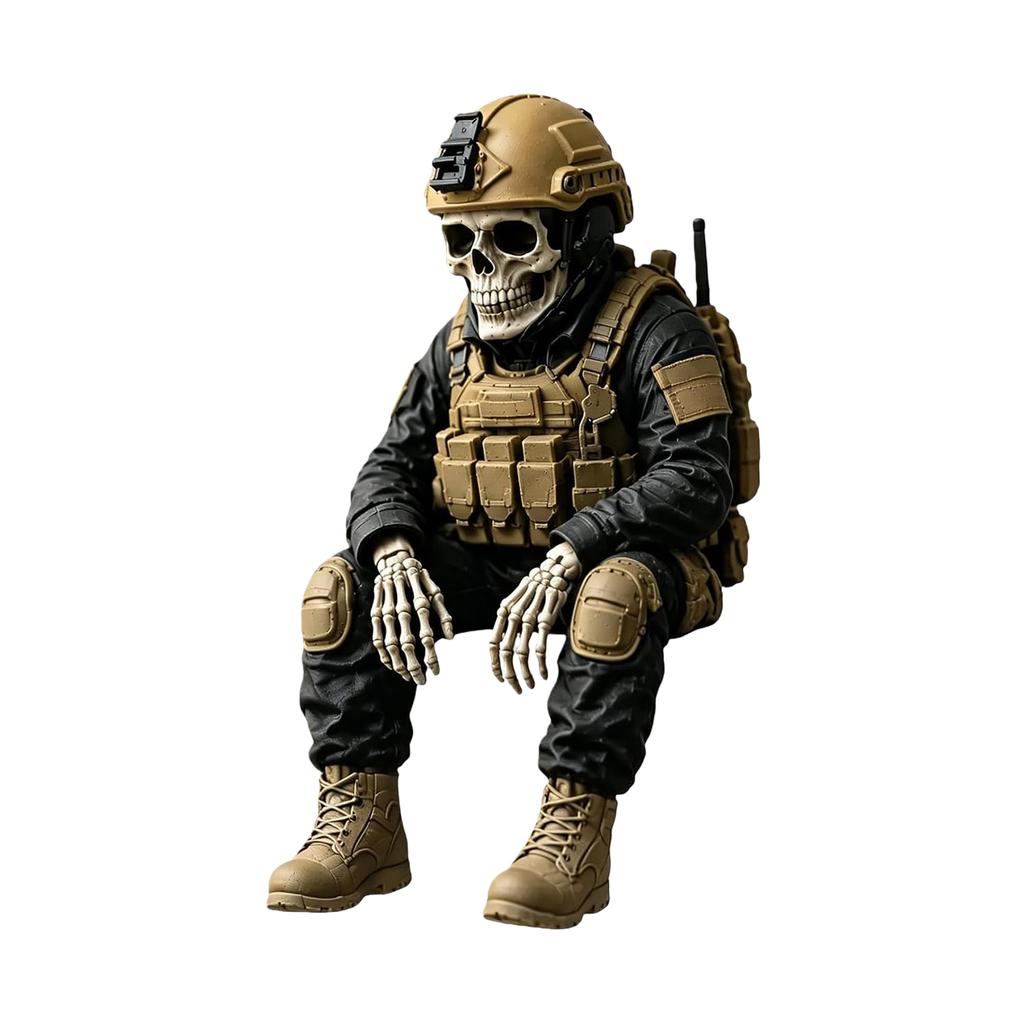 Gothic Skull Sitting Firefighter Figurine Resin Skeleton Statue Shelf Home Decor Hero Memorial Gift