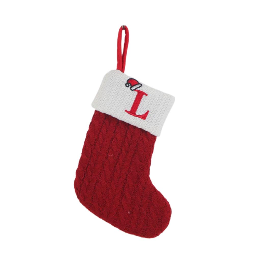 2025 Christmas Wool Knitted Sock Decoration Cute Letter Stocking Creative Tree Pendant Home Ornament Xmas Gift Home Decoration