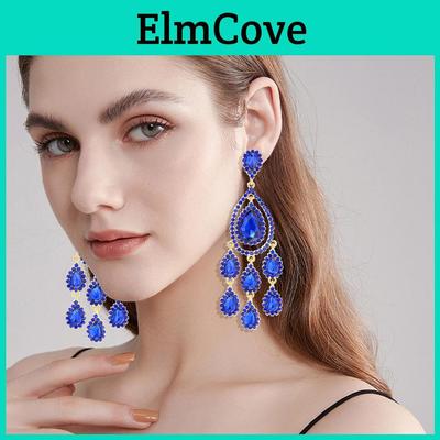 Geometric Water Crystal Drop Earrings With Electroplated Finish For Womens Fashion Accessory
