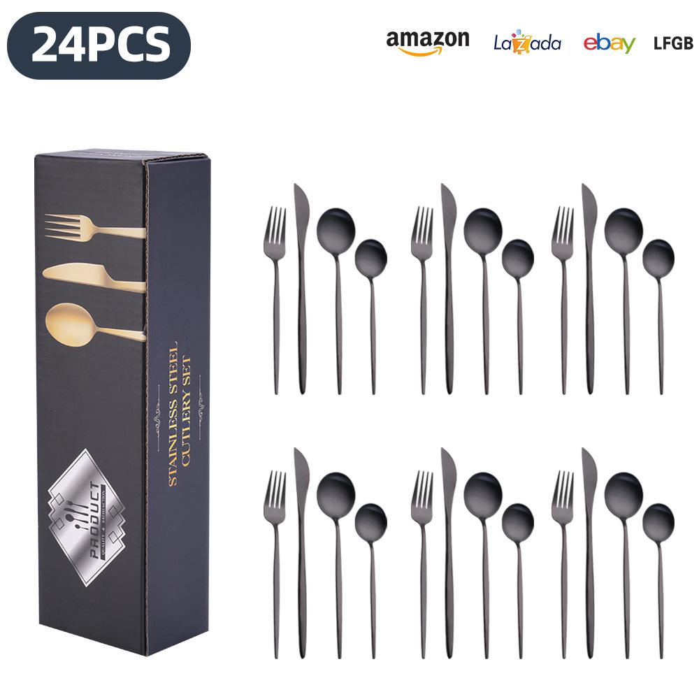 25 Years of New Stainless Steel Tableware Set, Tableware Portuguese Knives, Forks and Spoons 24-piece Gift Box Set