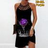 Yaz Modası Seksi Kolsuz Elbise Yumuşak Günlük 3D Gül Su Baskılı Elbise Kolsuz Askılı Elbise Yaz Askılı Elbise