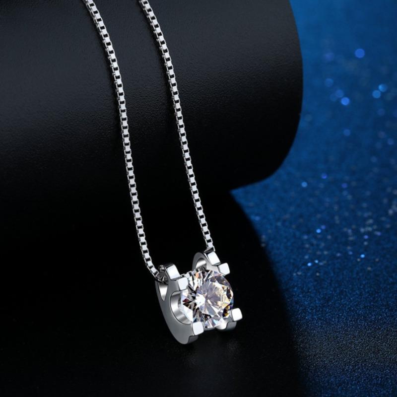 Butterflykiss Real 1ct/2ct Moissanite Pendant Necklace for Women Top Quality Sterling Silver Wedding Party Fine Jewelry