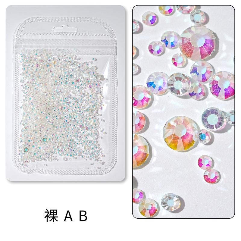 1440 buc, Un pachet întreg de manichiuri colorate, Diamante cu fund plat, Burghie din sticlă de cristal nu pot cădea de pe fund, Bijuterii cu diamante rotunde cu dimensiuni mixte.