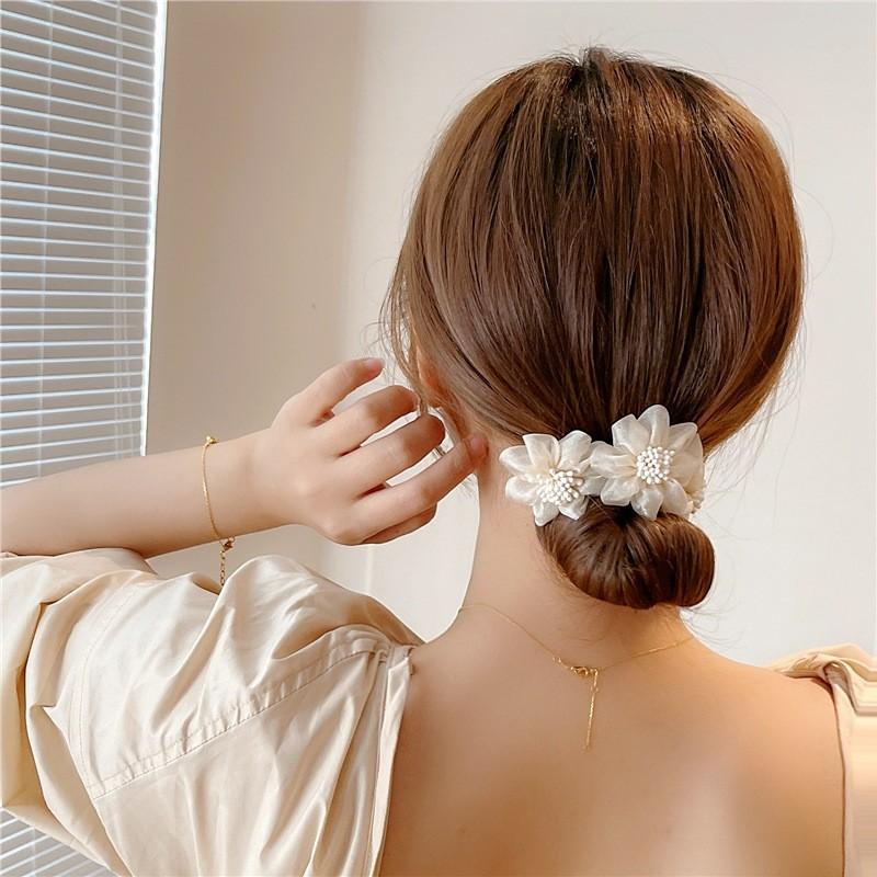 1 Stück Elegante Muschelperle Fauler Lockenwickler Schleife Haarspangen Geflochtenes Haar Artefakt Vintage Damen Blume DIY Haarformer Werkzeuge Haargummis
