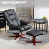 Faux Leather Manual Recliner and Footstool Set - Black