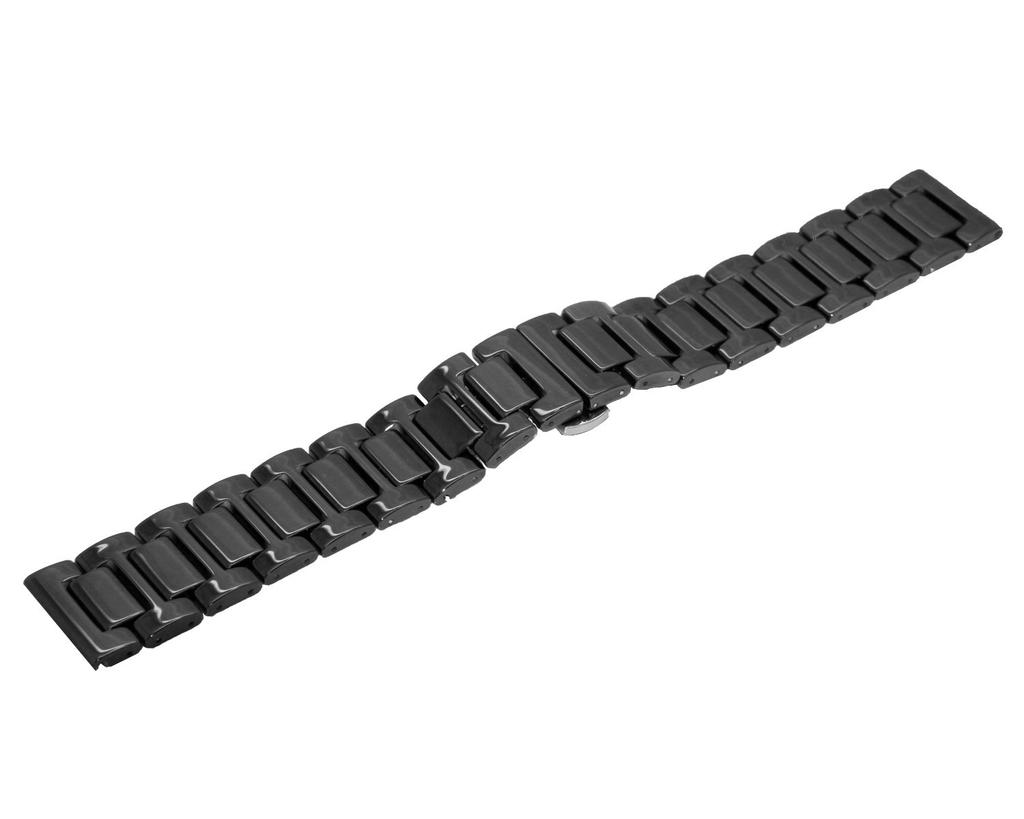 [Kai Tian] Deluxe Full Ceramic Watch Strap 22mm Black Replacement Watch Band Bracelet Men's Stainless Steel Buckle