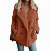 Women's Plush Button Up Lapel Pocket Jacket Autumn Winter Warm Faux Fur Coat Artificial Fluffy Fleece Optional Plus Size Jacket Female Clothing
