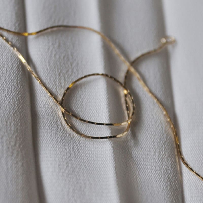 NJ JEWELRY Wire Silky Chain #square Necklace (14k/18k)
