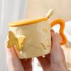 Creative Embossed Butterfly Personalized Ceramic Mug As A Souvenir Coffee Cup with Lid and Spoon  High Looking Small Fresh Water Cup