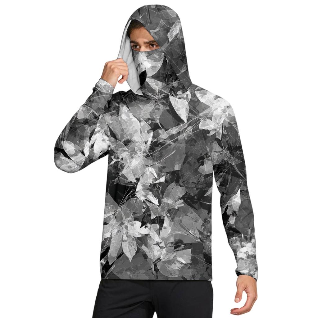Men's Shirt With Mask Lightweight Long Sleeve Hooded Hiking Fishing Performance