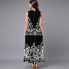 Oversized Women Sleeveless Round Neck Dress Elegant Mixed Floral Print Flowy Mid Length Dress