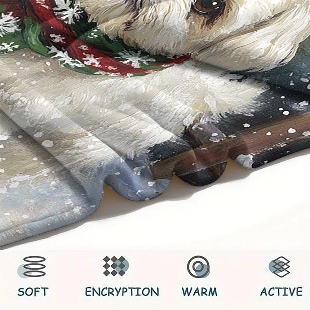 Shih Tzu Print Flannel Blanket, High quality Comfortable for All Seasons, Home Decor, Warmth and Comfort, Perfect for Christmas Gifts