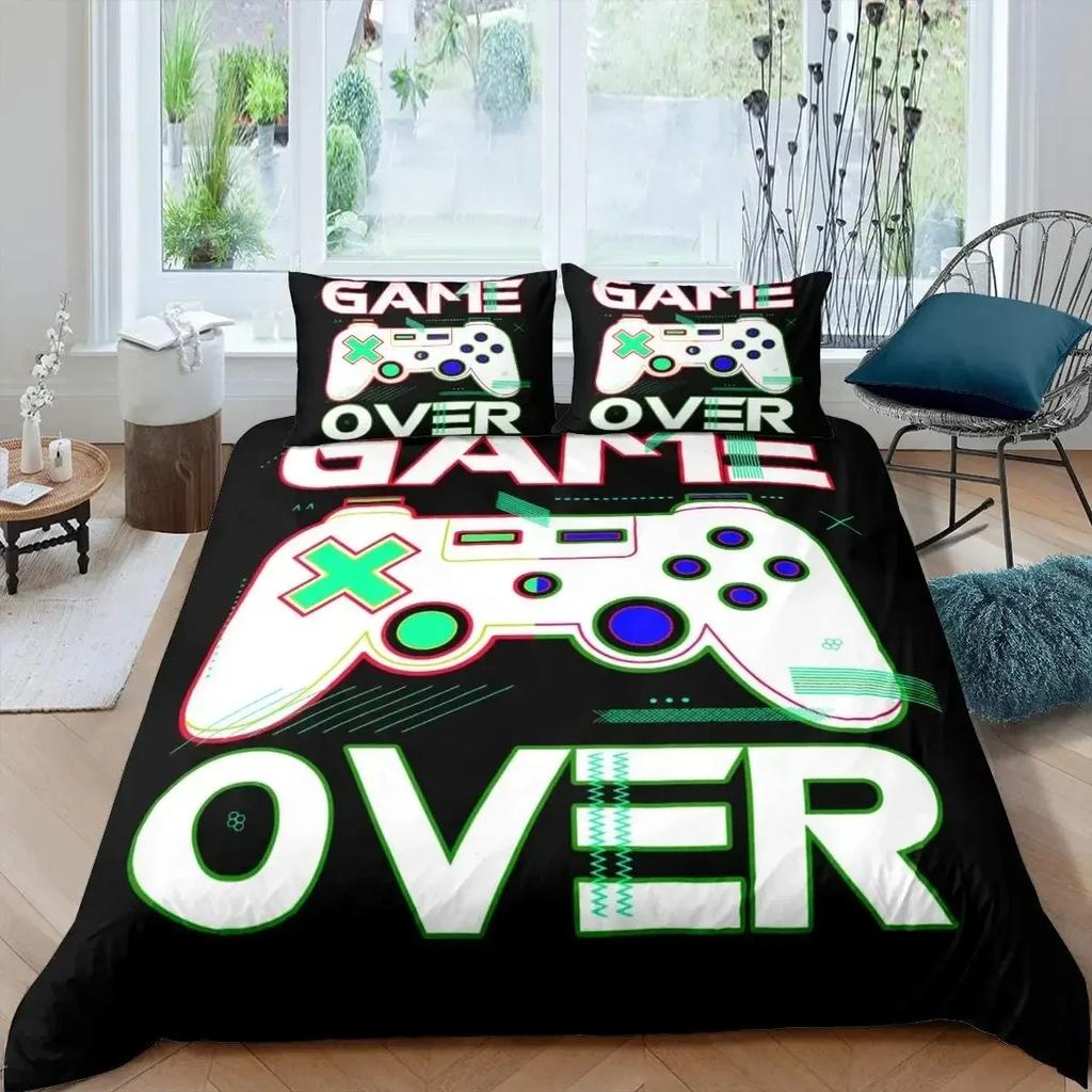 Gamepad Warm Comforter Cover R Beding Set Tens Video with Soft Fabric Duvet For Youth Children Kids Young Boys Modern Controler Bedspread