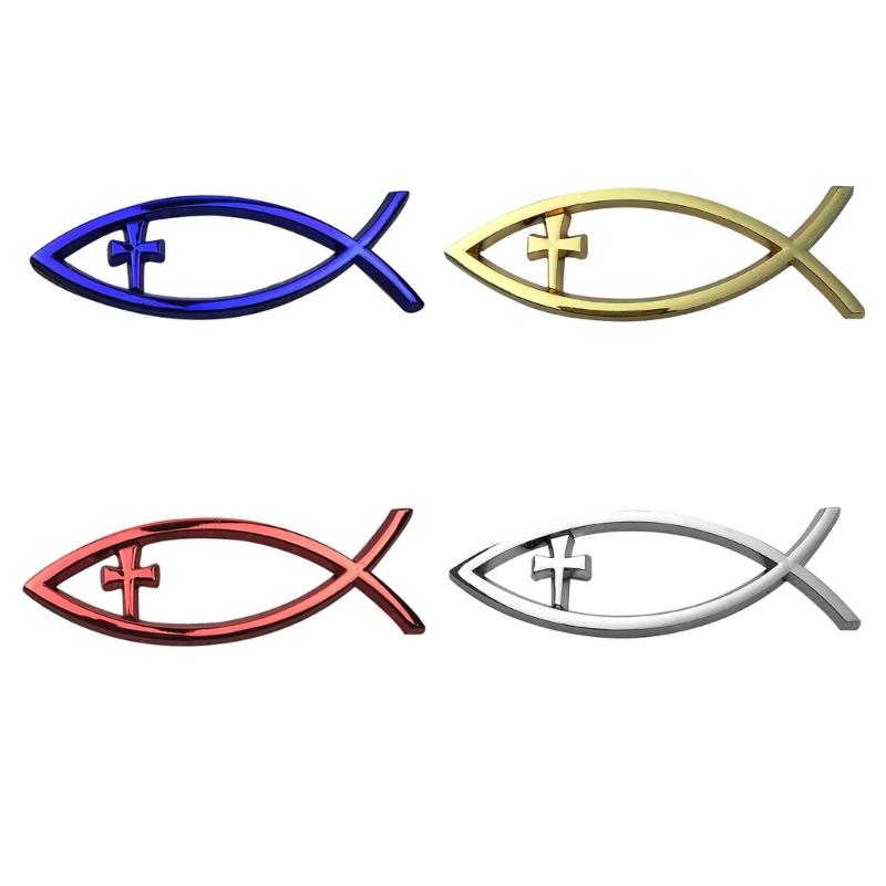 Savior Ichthys Fish Car Stickers Long Lasting Adhesive Badges Waterproof Car Decal Acrylic for Laptops & Refrigerators