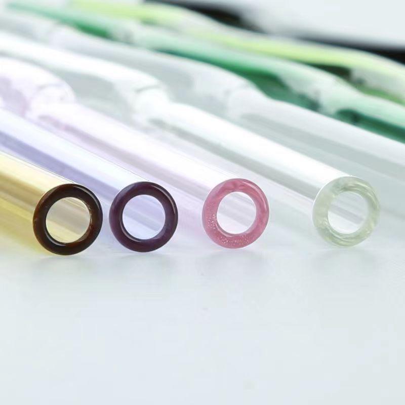 Paille écologique en verre borosilicaté courbée - Colorée et résistante à la chaleur