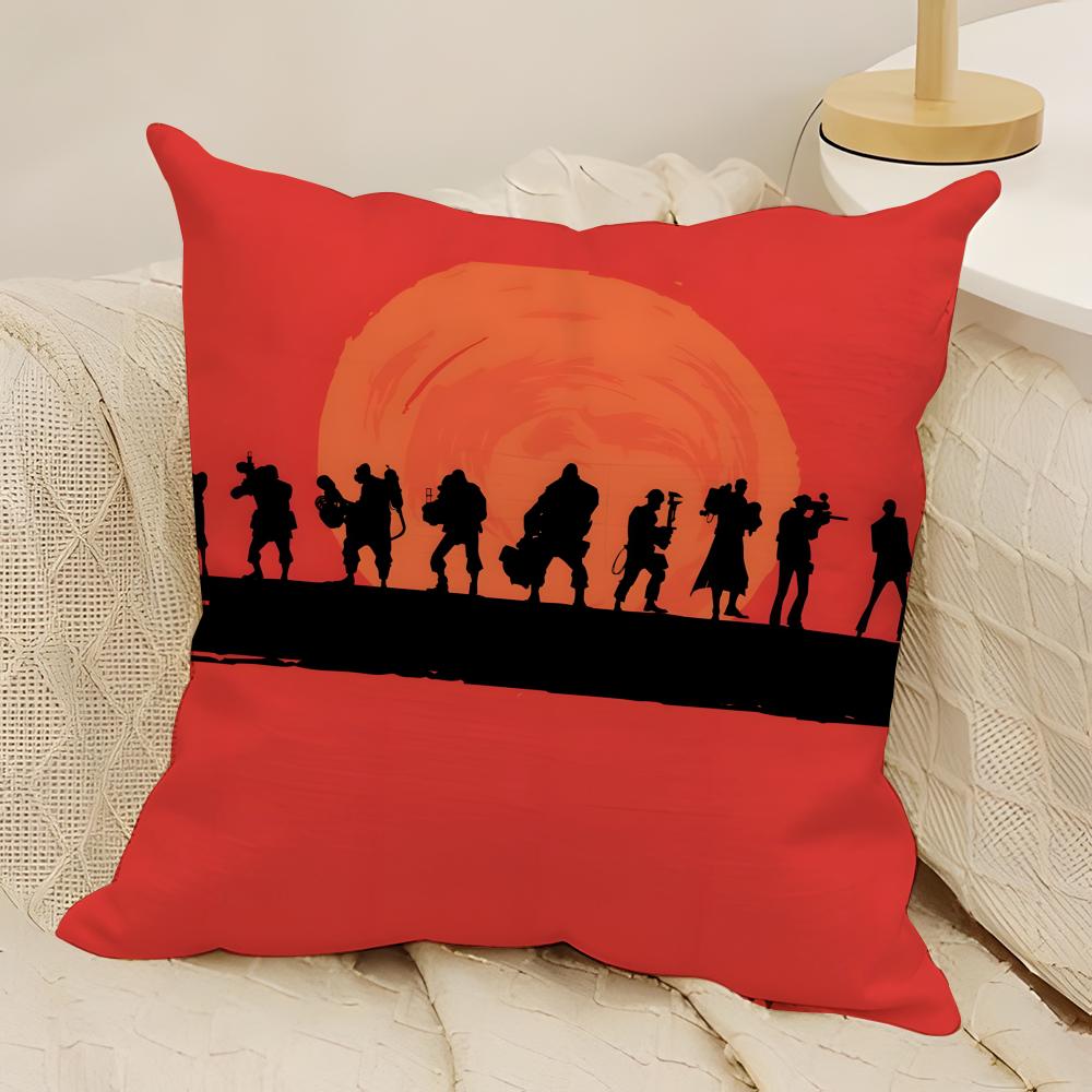 Tf2 Team Happy Game T-Team Fortress 2 Kissenbezug Natürliche Leinen Doppelseitiger Druck Sofa Heimdekoration Kissenhülle