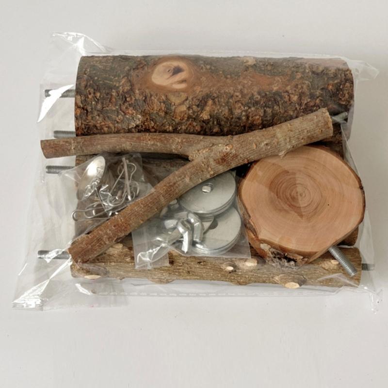 Parrots Cage Accessories 6Pieces/Set Wooden Perches Chewing Sticks Climbing Branches Stand For Small Bird Enrichment