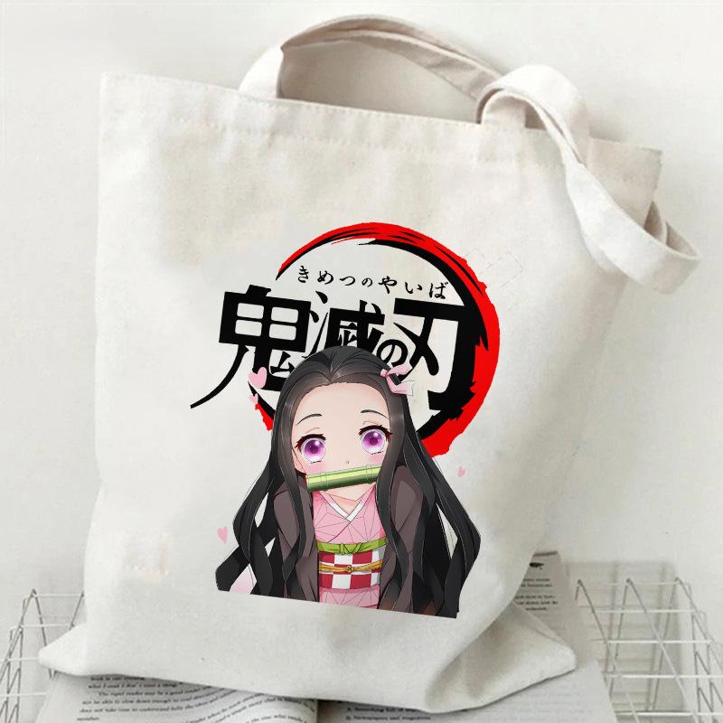 Japan cartoon comics Demon Slayer Printed Canvas Bag Large Capacity Tote Bag 7556 KTB