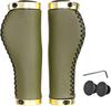GORIX Ergo Design Bicycle Leather Grips Stylish Cycle Grips with Screw Grip Replacement for Cross Bikes and Mini Velos (GX-600 (Olive)) Microfiber,
