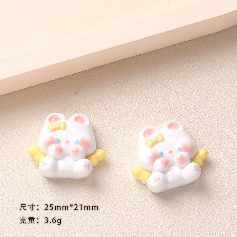 10Pcs Models Resin Cute Cartoon Rabbit Wings Series Scrapbook Diy Jewelry Hair Clips Phone Case Ornament Accessories A56