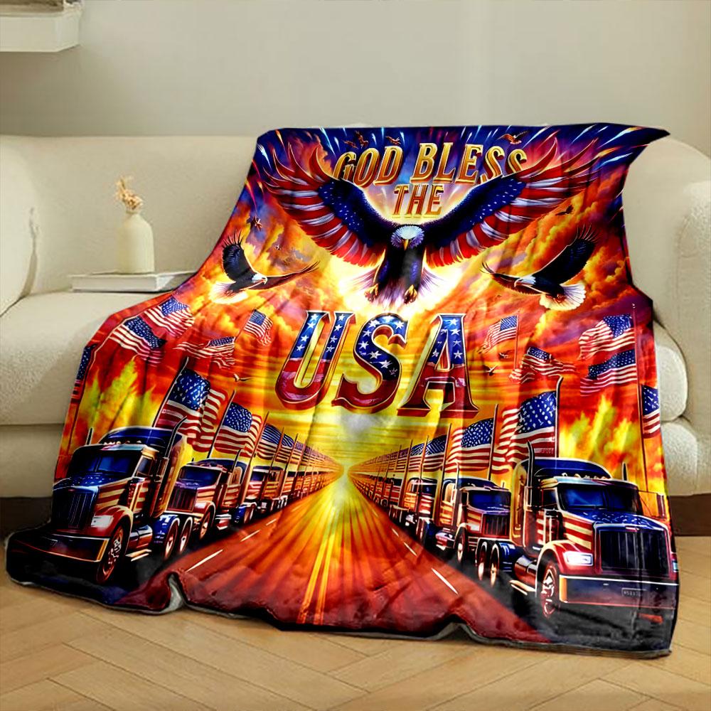Patriotic Eagle USA Blanket bedroom Blanket for Livingroom Couch lunch break Soft throw for Friend's festival Gift