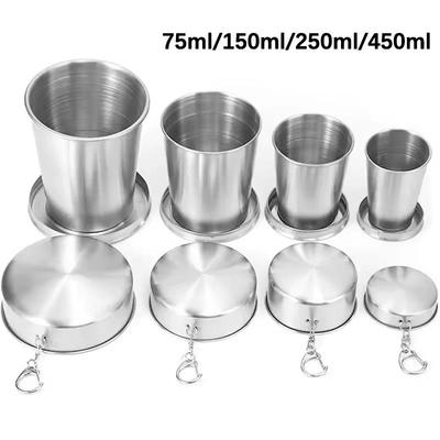 Stainless Steel Folding Cup Portable Outdoor Travel Camping Telescopic Cup Ourdoor Foldable Drinkware 75ml/150ml/250ml/450ml