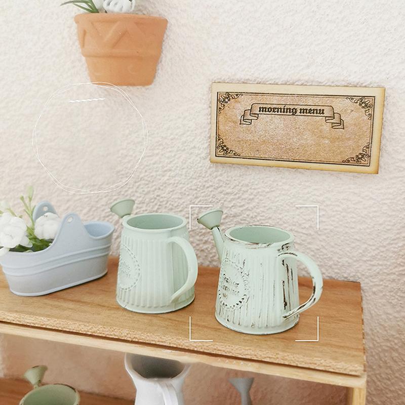 1PC Dollhouse Watering Kettle Sprinkler Flower Gardening Shower Simulation Miniatures Scale Microscopic Room DIY Decoration