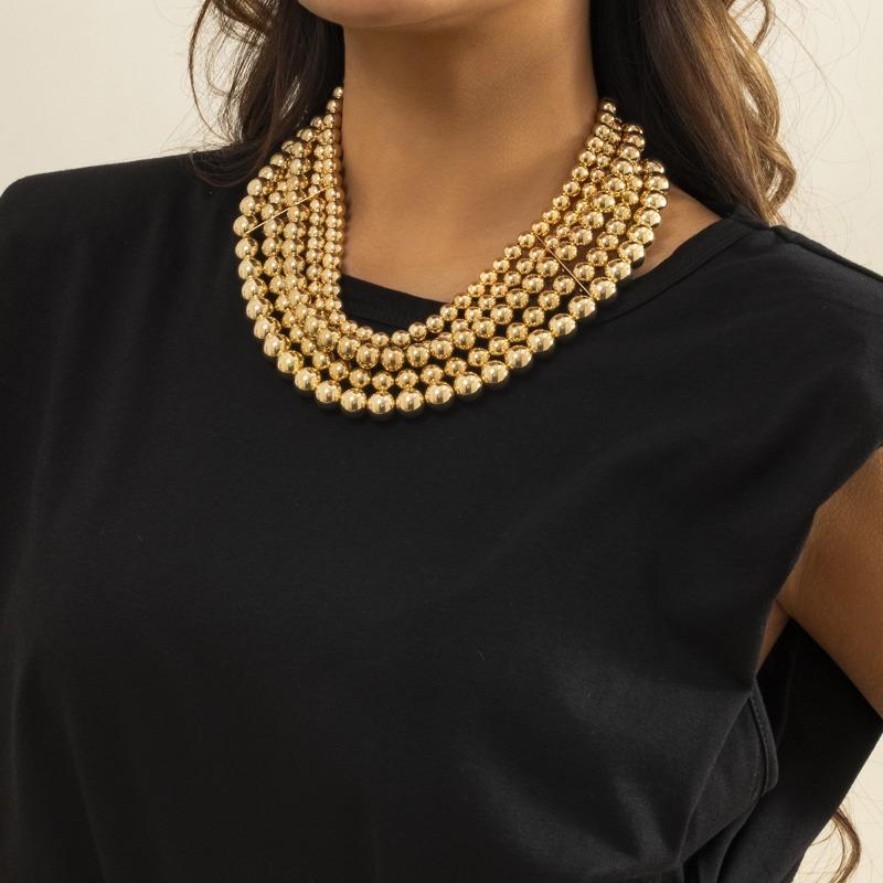 Meier Punk style exaggerated ball chain necklace trendyystylish geometric beaded clavicle necklace