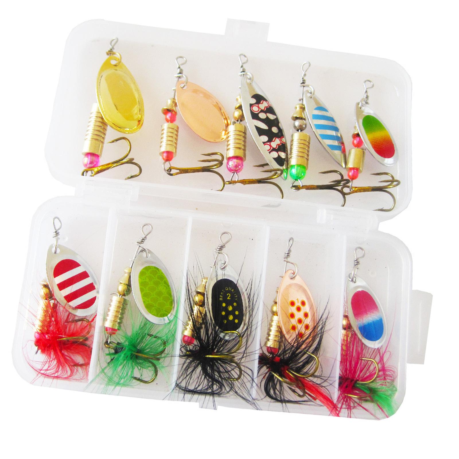 

10Pcs Fishing Sequins Lures Baits Metal Fishing Lures, Spoons Hard Fishing Lures Fishing Spoons Lures Triple Hook Set 1