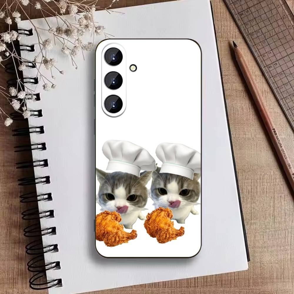 Goofy Silly Cats Big eyes Phone Case For Samsung Galaxy A73,A72,A71,A70,A52,A51 Others Soft Black Cover