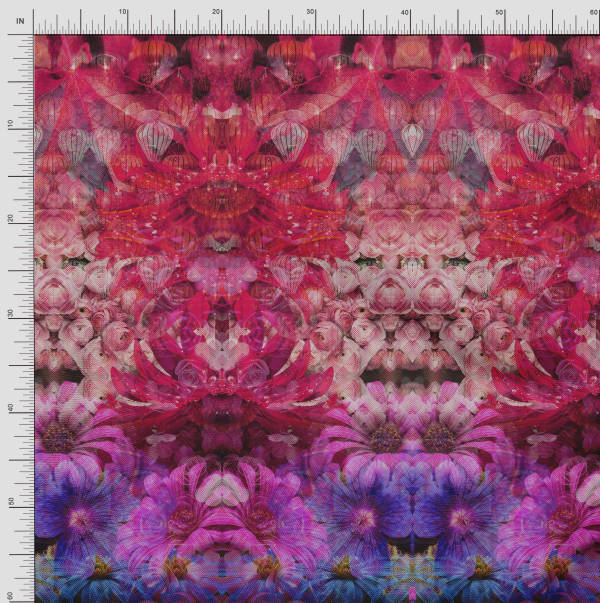 Soimoi Japan Crepe Satin Fabric Daisy & Wild Flower Panel Fabric Prints By metre 42 Inch