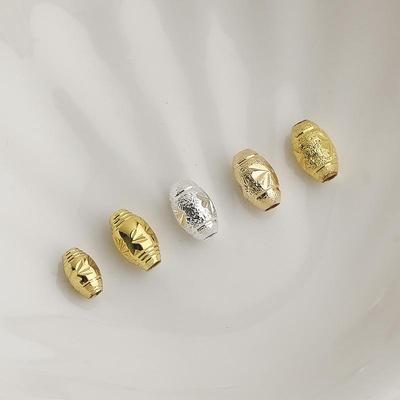 14K Gold Filled Frosted Oval Crystal Bead Spacers for DIY Bracelet Jewelry
