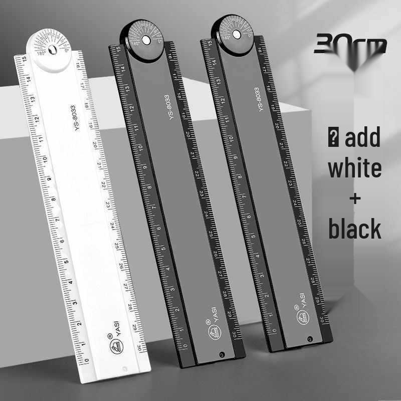 30cm Multifunctional Folding Ruler for Students: Straight Edge with Wavy Line Grid for Geometric Drawings