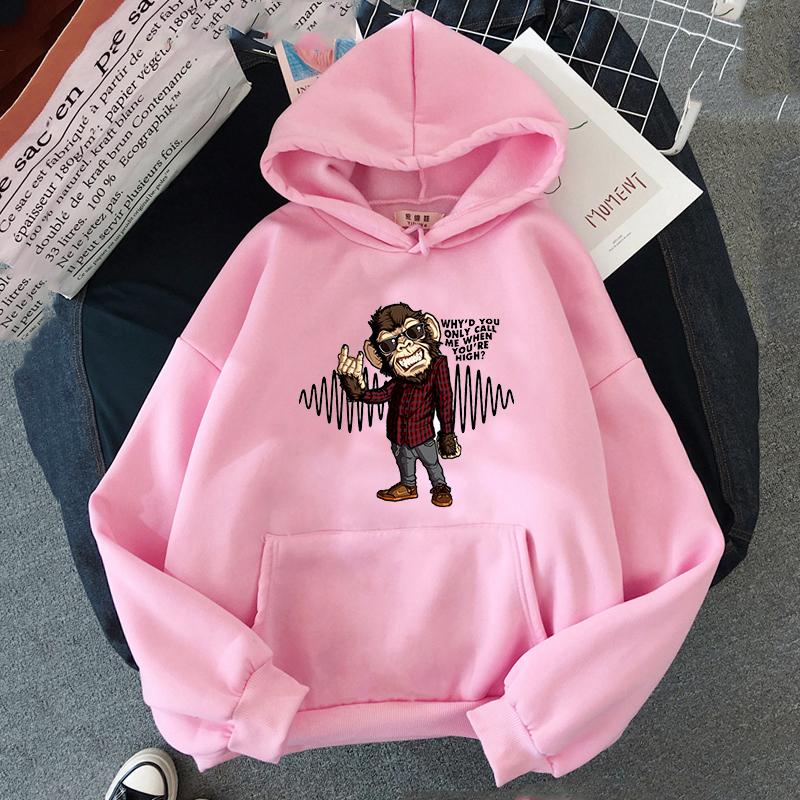 Unisex Harajuku Vintage ARCTIC MONKEYS Bluzy z nadrukiem fali dźwiękowej z długim rękawem Pulowery Damskie Hip Hop Skateboard Bluzy