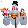 6FT/1.8M Inflatable Snowman Set of Three Holding Holiday Welcome Signs, Christmas Outdoor Yard Decor