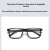 Magnetic Clip-On Polarized Sunglasses Night Vision Driving Glasses Clip-On Sunglasses Myopic Glasses Transparent   Grey Frame