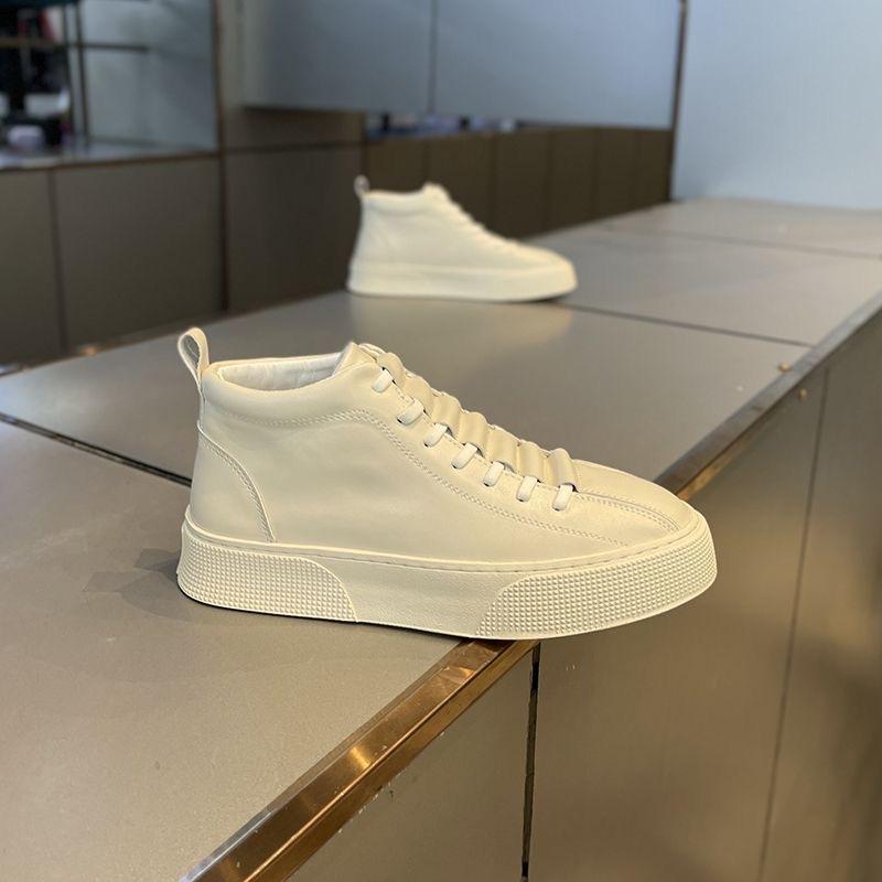 Men's shoes new leather high-top one-pedal casual shoes men's thick soles light and versatile Korean version of casual little white leather shoes