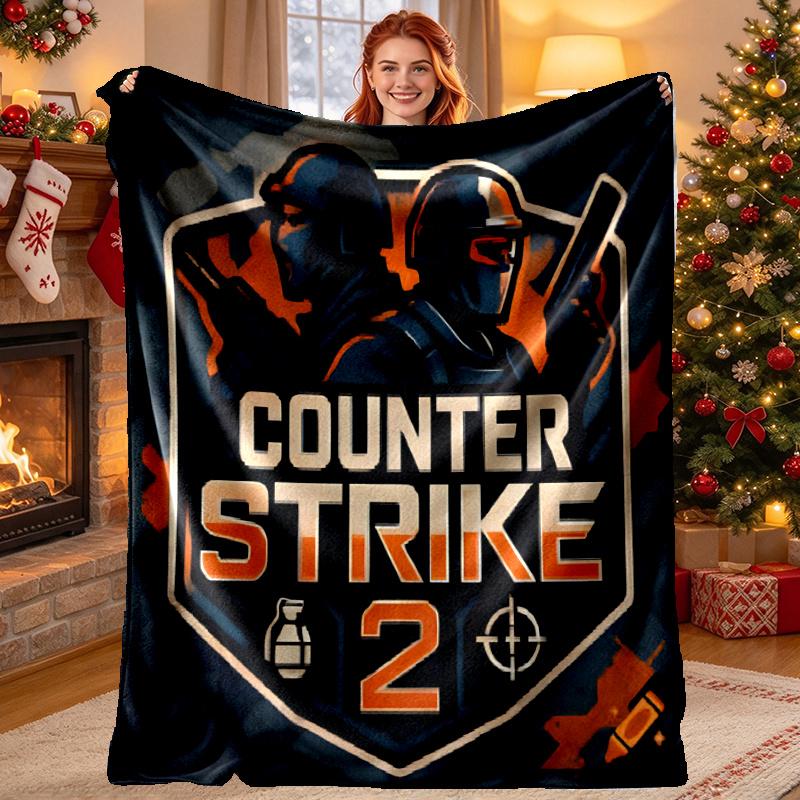 Counter Strike Pattern Blanket for Home Decoration, Bed, Sofa, Car Travel, Camping, Suitable for All Seasons, Birthday Christmas Gift