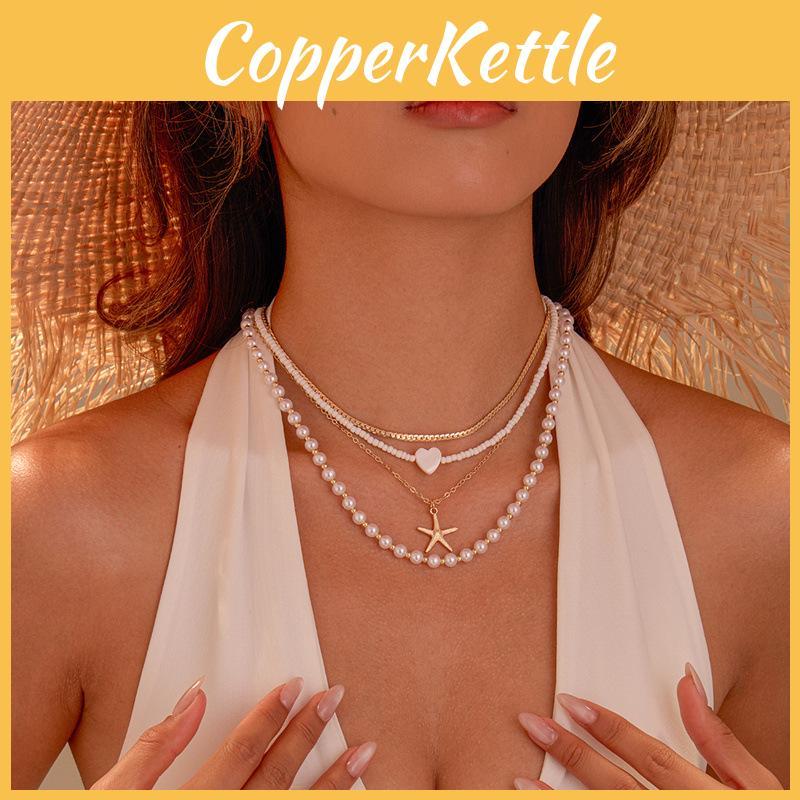 Punk Style Geometric Necklace Set For Women With Zinc Alloy Material And Heart Lock Pendant