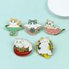 Forbidden City Cat Ceramic Bowl Metal Badge: Cute Cartoon Brooch for Clothing & Backpack Accessories