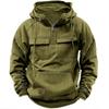 Spring and Autumn Men's Multi Pocket Casual Hoodie Hooded Sweatshirt Zipper Pullover Sports